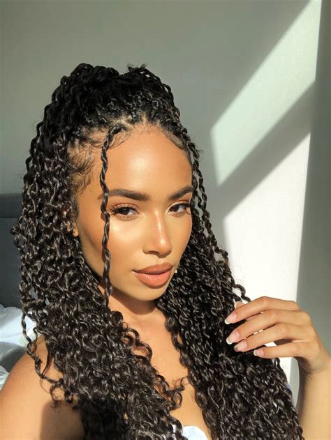 small box braids with curly hair